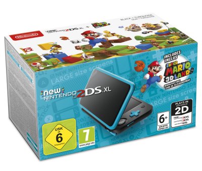    Nintendo 2DS XL + Mario 3D Land Black Turquoise