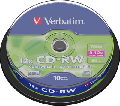   CDRW  Verbatim DataLifePlus 700Mb 8-12x CakeBox 10  (43480)