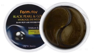    Farmstay    Stay black pearl & gold hydrogel eye patch 90  60 .