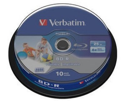    BD-R Verbatim 25Gb 6x Cake Box (10 ) Printable Light Scribe DataLife (43804)