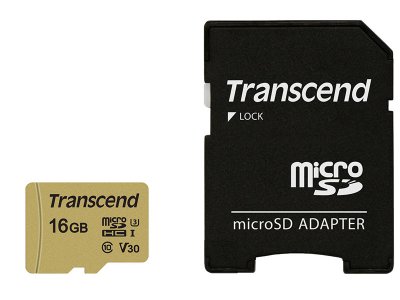    16Gb - Transcend - Micro Secure Digital HC UHS-I U3 Class 10 TS16GUSD500S    S