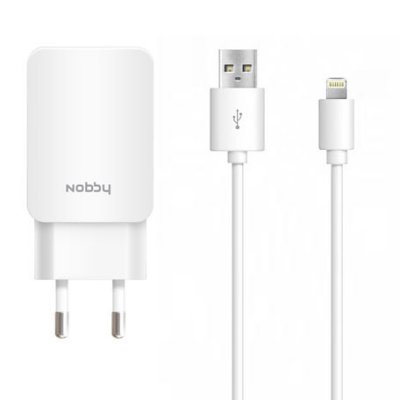   NOBBY   Energy SC-002 2USB 1A/2A +  iPhone/iPad (8pin) White