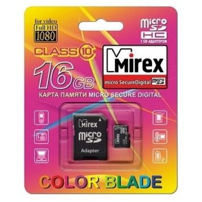     Mirex microSDHC Class 10 16GB + SD adapter
