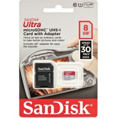     SanDisk Ultra (SDSDQUI-008G-U46) microSDHC Memory Card 8Gb Class10 UHS-I U1+microSD--)S
