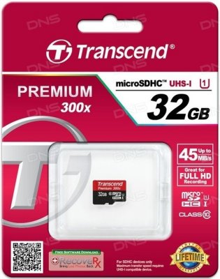     32Gb microSDHC Transcend Premium 300x (TS32GUSDCU1), Class 10, UHS-I, U1,  ,