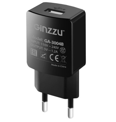     Ginzzu USB 1.2A Black GA-3004B