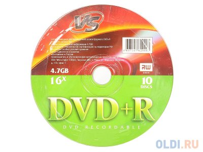    DVD+R VS 4.7Gb 16x CakeBox10  723091