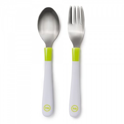      Happy Baby Spoon Fork Baby Cutlery Set Lime 15027 4650069782179