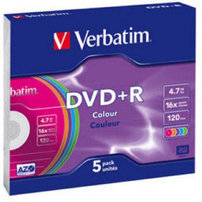     DVD+R Verbatim 4,7Gb 16x Color SlimCase (43556) 5 