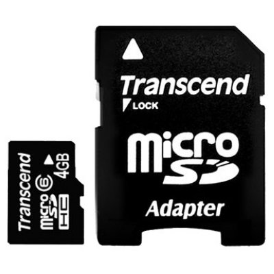     MicroSD 4Gb Transcend TS4GUSDHC6 Class 6 + adapter