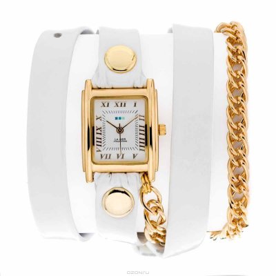      La Mer Collections "Chain Glam Gold White Patent". LMSCW1007WHT