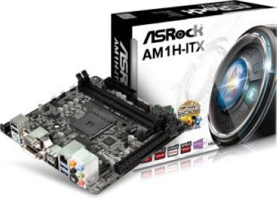   .  ASRock AM1H-ITX (SAM1, 2*DDR3, PCI-E16x, SVGA, DVI, HDMI, SATA III, USB 3.0, GB Lan, mini