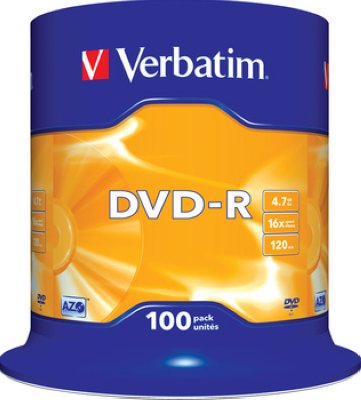    DVD-R  Verbatim 4,7Gb 16x 100 . CakeBox (43549)