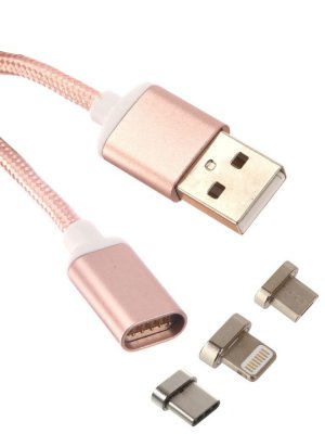    Red Line Magnetic USB - USB Type-C/Lightning 8 pin/microUSB Pink