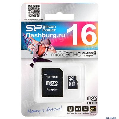     MicroSDHC 16GB Silicon Power Class4 + 1 Adapters