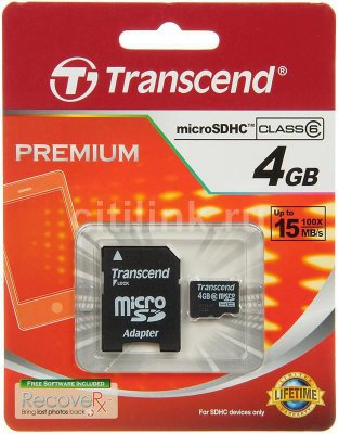     SDMicro (TransFlash) 4Gb Transcend, microSDHC Class6 (TS4GSDHC6)