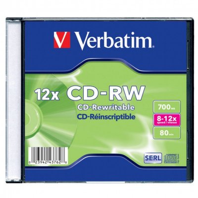    CD-RW Verbatim 700 Mb, 12x, Slim Case (20), Color (20/100)