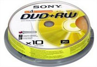    DVD+RW 4.7Gb Sony 4x 10  Cake Box