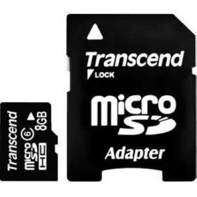     MicroSD 8Gb Transcend "TS8GUSDHC6" Class 6 + 