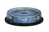   DVD+R TDK 4.7 , 16x, 10 ., Cake Box,  DVD 