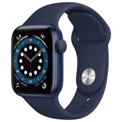   - Apple Watch S6 44mm Blue Aluminum Case with Deep Navy Sport Band (M00J3RU/A)