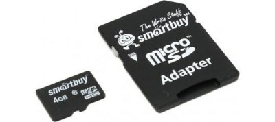     SmartBuy (SB4GBSDCL10-01) microSDHC 4Gb Class10 + microSD--)SD Adapter