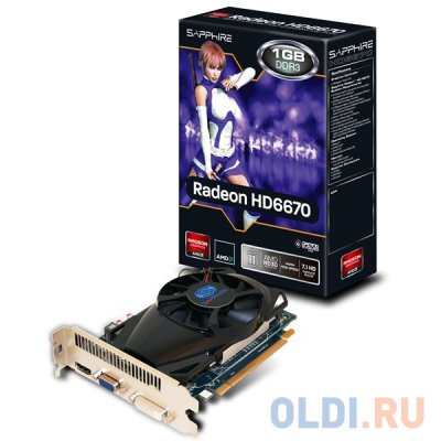    1Gb (PCI-E) Sapphire HD6670 (HD6670, GDDR3, 128 bit, VGA, DVI, HDMI, Lite Retail)