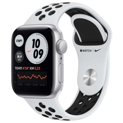   - Apple Watch Nike SE 44mm Silver Aluminum Case with Pure Platinum/Black Nike Sport Band (M