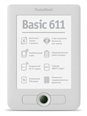    A6" Pocketbook 611 Basic White ( mono, 800x600, 2Gb, FB2/PDF/DJVU/EPUB/DOC/DOCX/JPG
