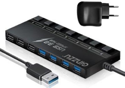   USB- 7-port USB Hub GiNZZU GR-388UAB (4 x USB3.0 + 3 x USB2.0)