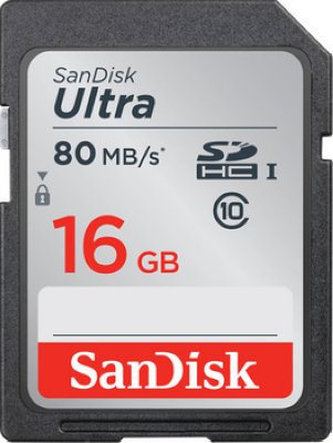    16Gb SDHC SanDisk Ultra (SDSDUNC-016G-GN6IN), Class 10, UHS-I, U1, R80 Mb/s, RTL