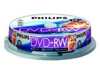   DVD-RW Philips 4.7 , 4x, 10 ., Cake Box, (35942),  DVD 