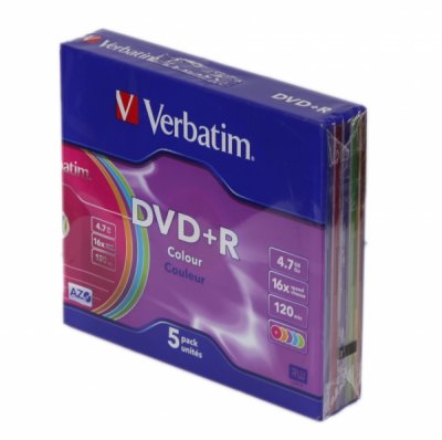     DVD+R  Verbatim 4,7Gb 16x Color SlimCase 5  (43556)