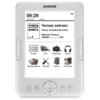     Digma T635 6" E-Ink HD Pearl capacitive touch 600Mhz 128Mb/4Gb/microSDHC 