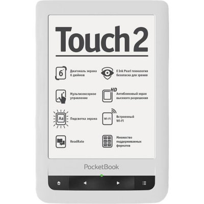     Pocketbook Touch 2 623 (White&Black)(6",mono,1024x758,4Gb,FB2/PDF/DJVU/EPUB/DOC/TC
