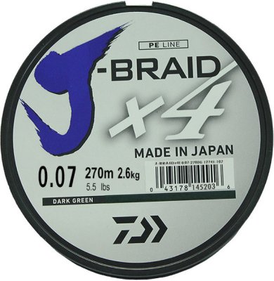    Daiwa J-Braid X4 0.07mm 270m Green 12741-107RU