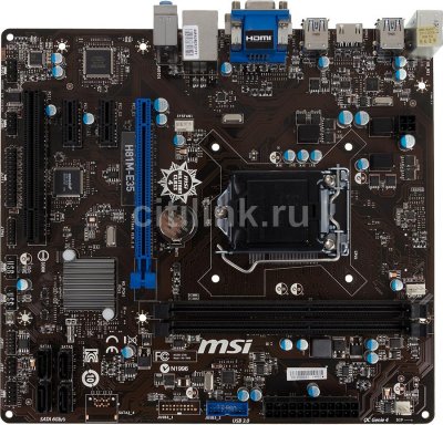     MSI H81M-E35 Socket-1150 Intel H81 DDR3 mATX AC`97 8ch(7.1) GbLAN SATA3 VGA+DVI+HD