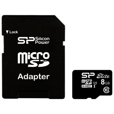     Silicon Power ELITE microSDHC 8GB UHS Class 1 Class 10 + SD adapter (SP008GBSTHBU1V10-S