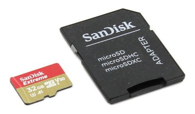     32Gb - SanDisk Extreme Action microSDXC V30 A1 UHS-I U3 SDSQXAF-032G-GN6AA  