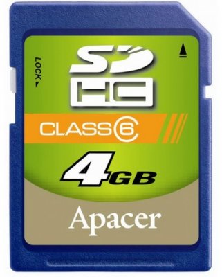   4Gb   SecureDigital (SDHC) Apacer Class 6 (AP4GSDHC6-R)
