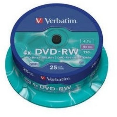     Verbatim DVD-RW 4.7Gb x4 Cake Box 25P