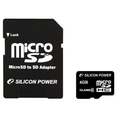     Silicon Power micro SDHC Card 4GB Class 6 + SD adapter