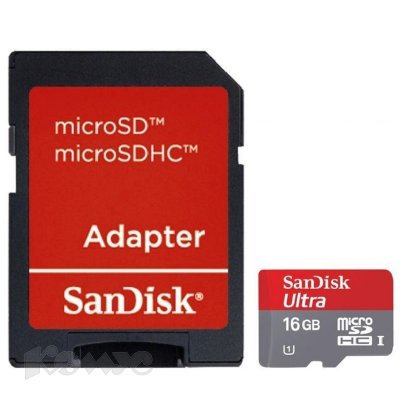    SanDisk Ultra (SDSDQUAN-016G-G4A) microSDHC Memory Card 16Gb Class10 UHS-I U1+ microSD-