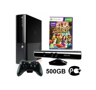   Microsoft 360 Slim E 500Gb Rus Black + Kinect   +  Kinect Adventures 5 .