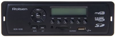    Rolsen RCR-103B  USB MP3 FM SD MMC 1DIN 4x45  