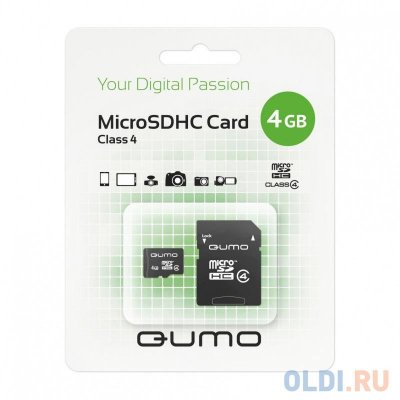     Micro SDHC 4Gb class 4 QUMO QM4GMICSDHC4 + SD adapter