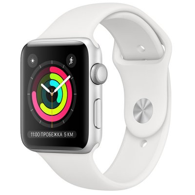   - Apple Watch S3 42mm Silver Al/White Sport Band