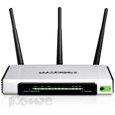    TP-LINK TL-WR1043ND Gigabit Wireless Router, 4-ports, Atheros, 3T3R, USB 2.0