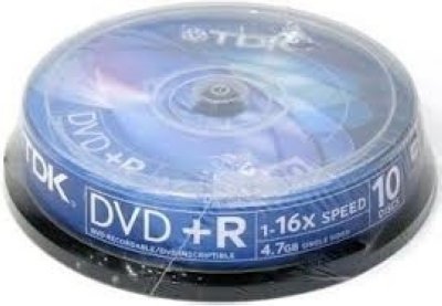     TDK DVD+R 4.7Gb 16x Color LightScribe Cake Box 10P