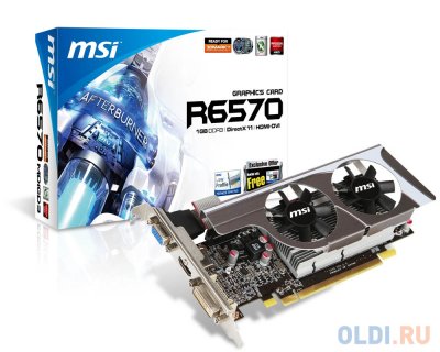    1Gb (PCI-E) MSI R6570-MD1GD3/LP (HD6570, GDDR3, 128 bit, HDCP, VGA, DVI, HDMI, Retail)